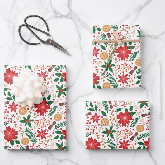 Botanische Kerst Inpakpapier Vel (Voorkant)