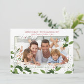 Botanische Kerst Jasmin Bloemen Familie Foto Feestdagenkaart (Staand voorkant)