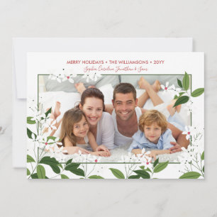 Botanische Kerst Jasmin Bloemen Familie Foto Feestdagenkaart