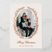 Botanische kerst krans foto folie feestdagenkaart (Voorkant)