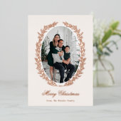 Botanische kerst krans foto folie feestdagenkaart (Staand Voorkant)