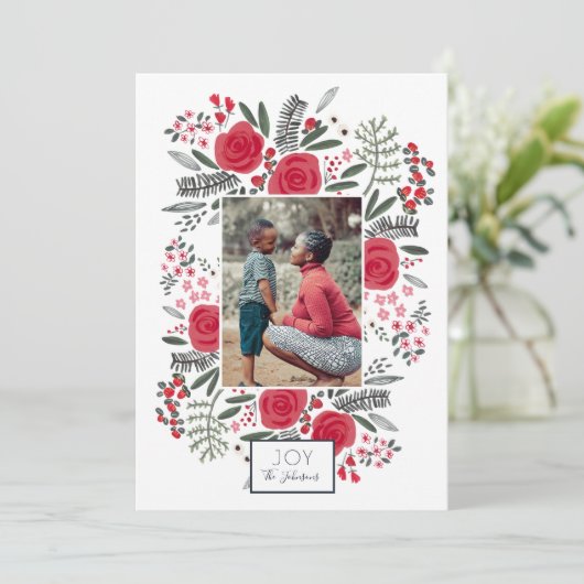 Botanische kerst-liefde voor kerst feestdagenkaart (Staand voorkant)