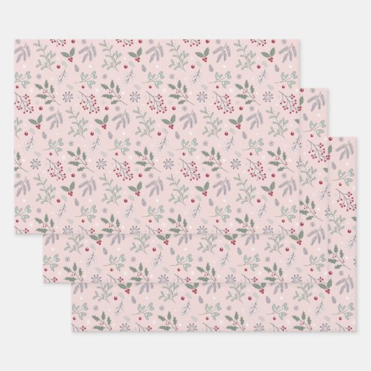 Botanische Kerst met Mistletoe Patroon Inpakpapier Vel (Set)