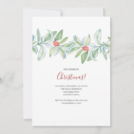 Botanische kerst uitnodiging in watercolor