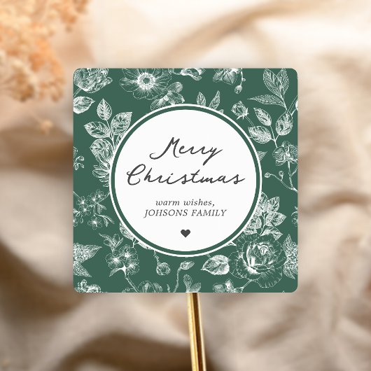 Botanische Kerst Vierkante Sticker