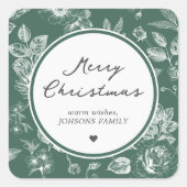 Botanische Kerst Vierkante Sticker (Voorkant)