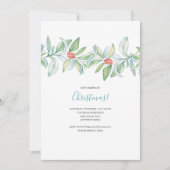 Botanische Kerst Watercolor Uitnodiging (Voorkant)
