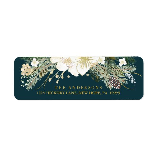 Botanische kerst Waterverf retour adres Etiket (Voorkant)