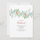 Botanische Kerst Waterverf Uitnodiging (Voorkant)