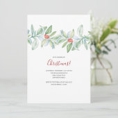 Botanische Kerst Waterverf Uitnodiging (Staand voorkant)