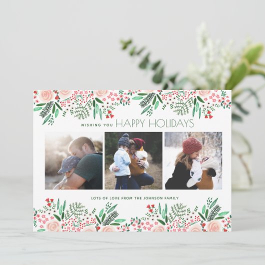 Botanische kerstavond | Fotokaart Feestdagenkaart (Staand voorkant)