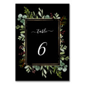 Botanische kerstavond met kerstfeestdag, zwart kaart (Achterkant)