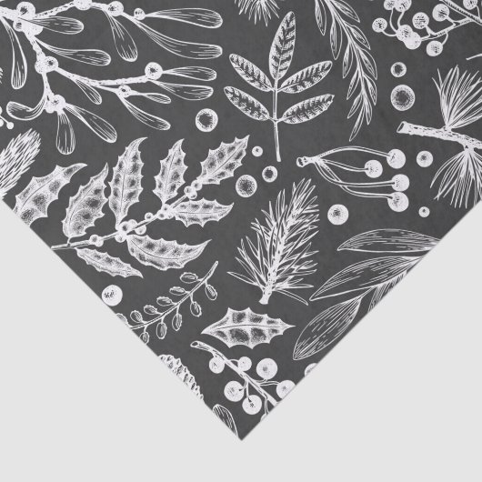 Botanische kerstavond Pine Berries Patroon Tissuepapier (Detail)