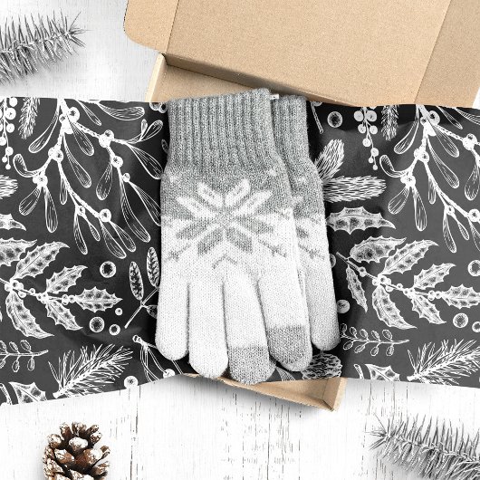 Botanische kerstavond Pine Berries Patroon Tissuepapier