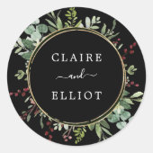 Botanische kerstavond ronde sticker (Voorkant)