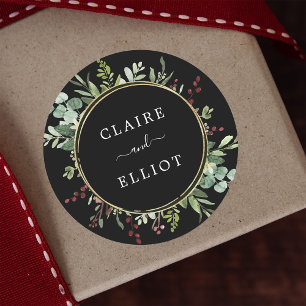 Botanische kerstavond ronde sticker