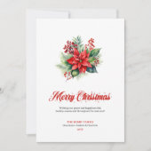 Botanische Kerstboeket Printbare Groet  Feestdagenkaart (Voorkant)