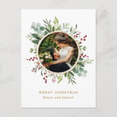 Botanische kerstcadeaufotofeestdag briefkaart (Voorkant)