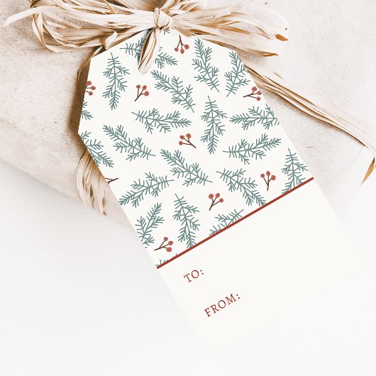 Botanische Kerstcadeautag Cadeaulabel