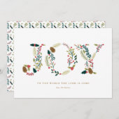 Botanische kerstcadeautjes met joy feestdagenkaart (Voorkant / Achterkant)