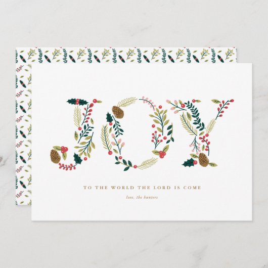 Botanische kerstcadeautjes met joy feestdagenkaart (Voorkant / Achterkant)