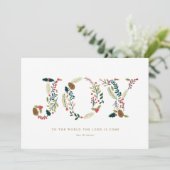 Botanische kerstcadeautjes met joy feestdagenkaart (Staand voorkant)