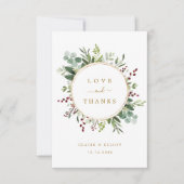 Botanische kerstfeestdag gouden bruiloft bedankkaart (Voorkant)