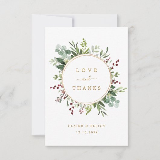 Botanische kerstfeestdag gouden bruiloft bedankkaart (Voorkant)