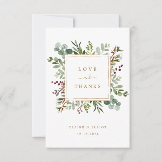 Botanische kerstfeestdag gouden bruiloft bedankkaart (Voorkant)