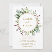 Botanische kerstfeestdag gouden bruiloft kaart (Voorkant)