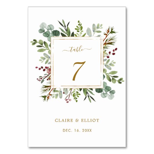 Botanische kerstfeestdag gouden bruiloft kaart (Achterkant)