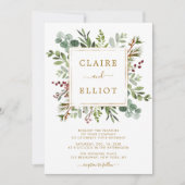 Botanische kerstfeestdag gouden bruiloft kaart (Voorkant)