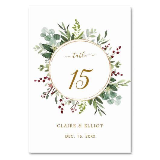 Botanische kerstfeestdag gouden bruiloft kaart (Voorkant)