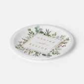 Botanische kerstfeestdag gouden bruiloft papieren bordje (Gekanteld)