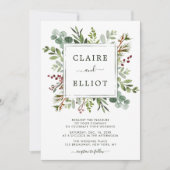 Botanische kerstfeestdag groen huwelijk kaart (Voorkant)