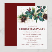 Botanische kerstfeestdag in Roustic Holly en Berri Kaart (Voorkant / Achterkant)