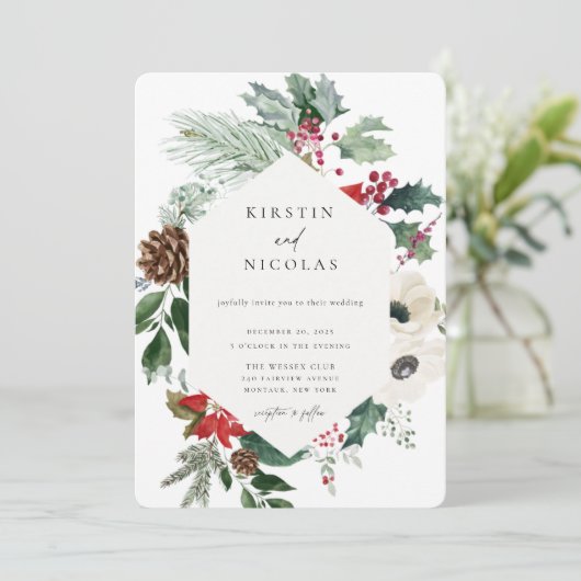 Botanische kerstfeestdag kaart (Staand voorkant)