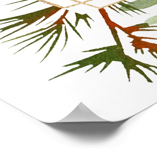 Botanische kerstfeestdag met gouden bruiloft Welko Poster (Hoek)