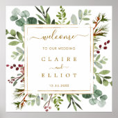 Botanische kerstfeestdag met gouden bruiloft Welko Poster (Voorkant)