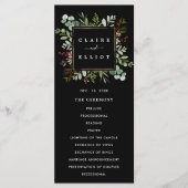 Botanische kerstfeestdag met groen huwelijk programmakaart (Voorkant)