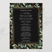 Botanische kerstfeestdag met groen huwelijk programmakaart (Achterkant)