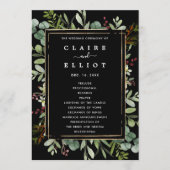 Botanische kerstfeestdag met groen huwelijk programmakaart (Voorkant)
