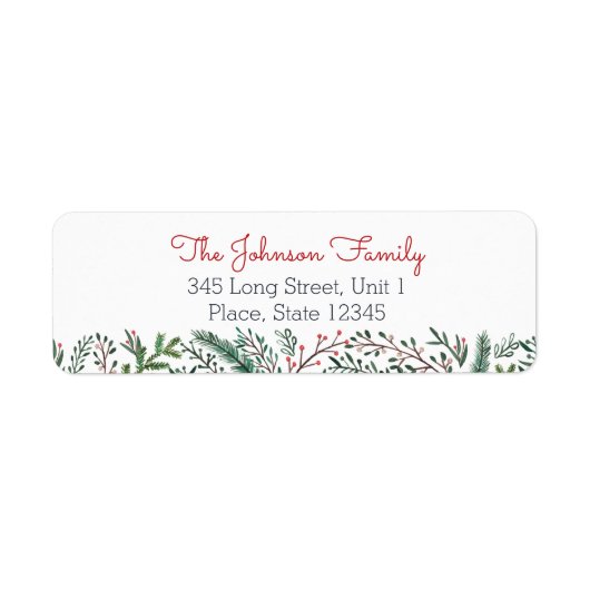 Botanische kerstfeestdag | Pijnboom Etiket (Voorkant)