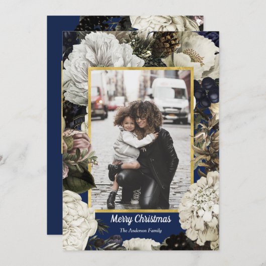  Botanische kerstfeestfotokaarten Feestdagenkaart (Voorkant / Achterkant)