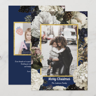 Botanische kerstfeestfotokaarten Feestdagenkaart