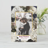Botanische kerstfeestfotokaarten Feestdagenkaart (Staand voorkant)