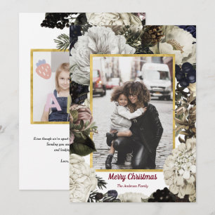 Botanische kerstfeestfotokaarten Feestdagenkaart