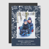 Botanische Kerstfoto Blauwe Magnetische Kaart (Voorkant / Achterkant)