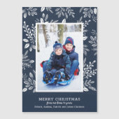 Botanische Kerstfoto Blauwe Magnetische Kaart (Voorkant)