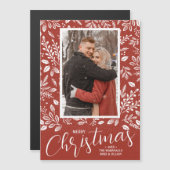 Botanische Kerstfoto Rustieke Magnetische Kaart (Voorkant / Achterkant)